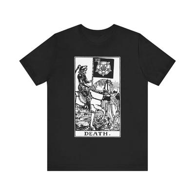 Summer Men's Death Tarot Card Printed Casual Round Neck T-shirt Retro Soft Breathable 100% Cotton Large Short Sleeve