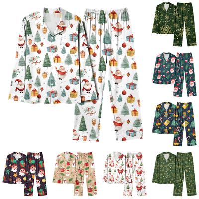 Women's Casual Fashion Christmas Print Long-Sleeve Top And Pants Homewear Set
