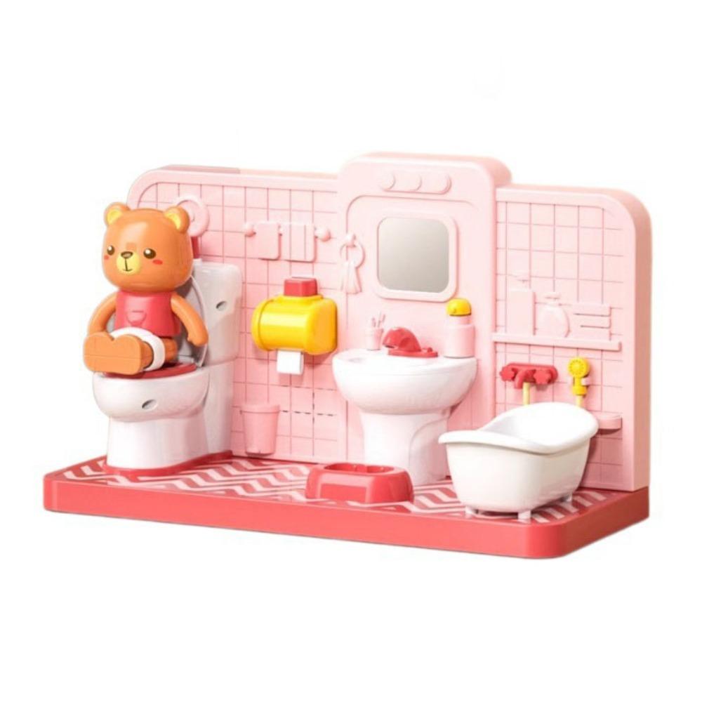 

Enlightenment Toy Bear Simulation Bathroom Toy Restroom Puzzle Toy Doll House Accessories Style B
