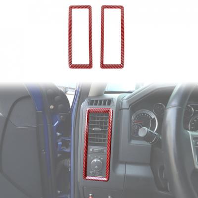 Red Carbon Center Console Side Air Vent Outlet Trim Cover For Dodge Ram 10-17