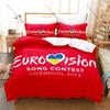 Copripiumino con Stampa al Neon del Palco a Onda Sonora Arcobaleno Logo Eurovision Classico + 2 Federe Set Biancheria da Letto 3 Pezzi Eurofans
