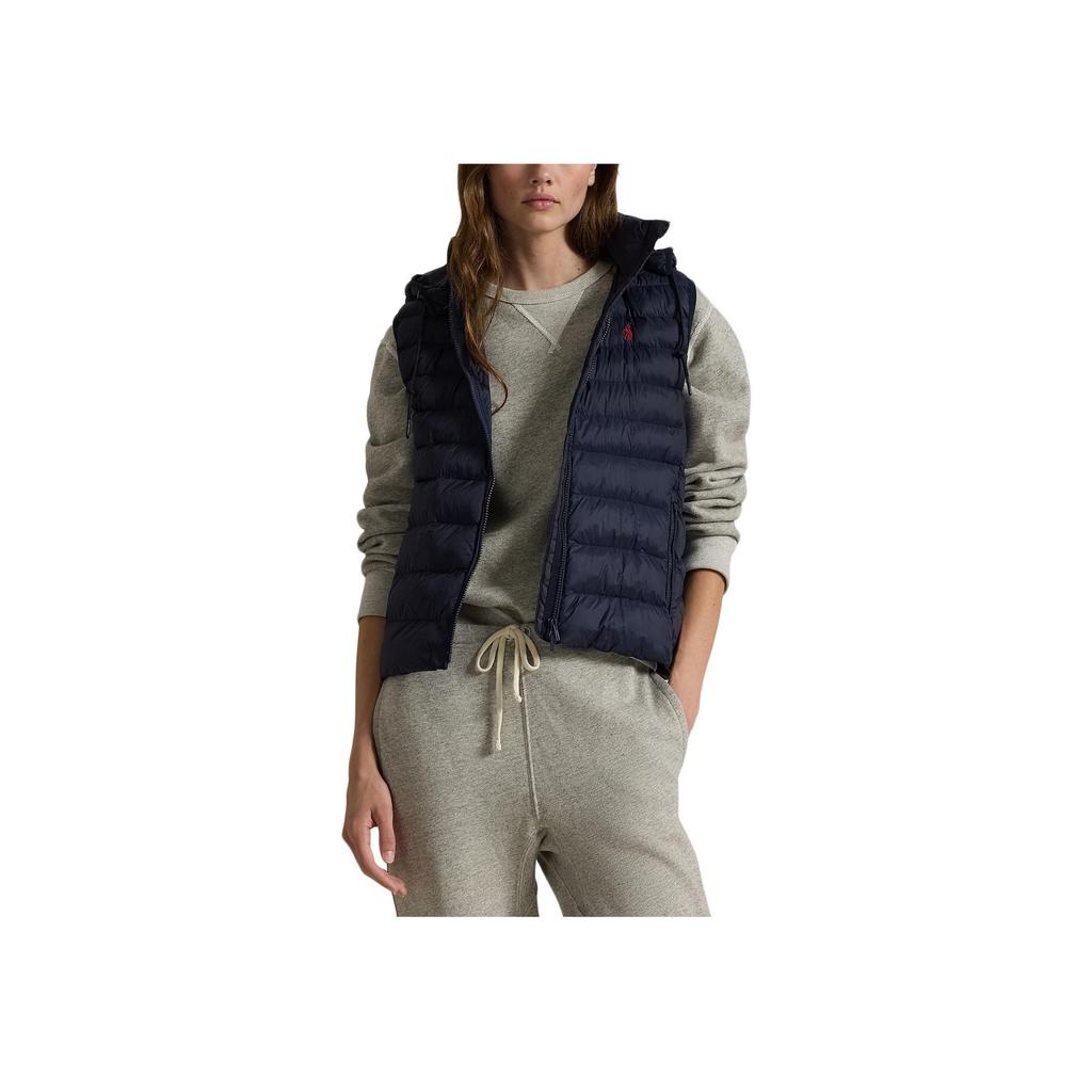 Polo Ralph Lauren Hooded Zip Logo Sleeveless Vest Women Vest Navy-Blue 211958935-003