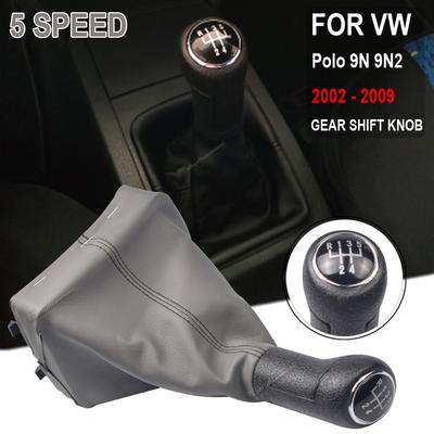 High Quality Manual 5 Speed Gear Shift Knob For VW Polo 9N 9N2 2002-2009 Car Stick Gear Shifter Lever Knob Leather Boot