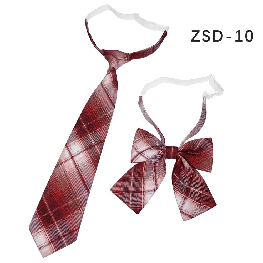 Unisex JK Collar Plaid Bowknot Flower Set - Polyester Cotton Student Uniform Accessory