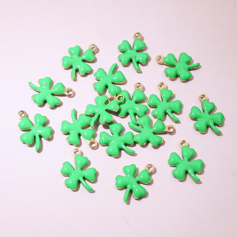 20pcs 13x10mm Stainless Steel Enamel Clover Flower Charms Pendant Stainless Steel DIY Jewelry Making Accessories Findings