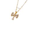 Super Sparkle Zirconia Bow Pendant Necklace, 18K Colorfast Elegant Fashion Jewelry