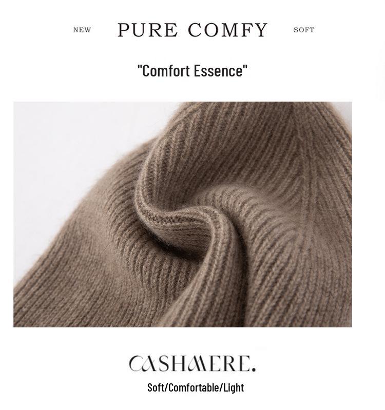 Women's 100% Pure Cashmere Beanie - Fashionable, Warm, Solid Color with Braided Lanyard & Ear Protection