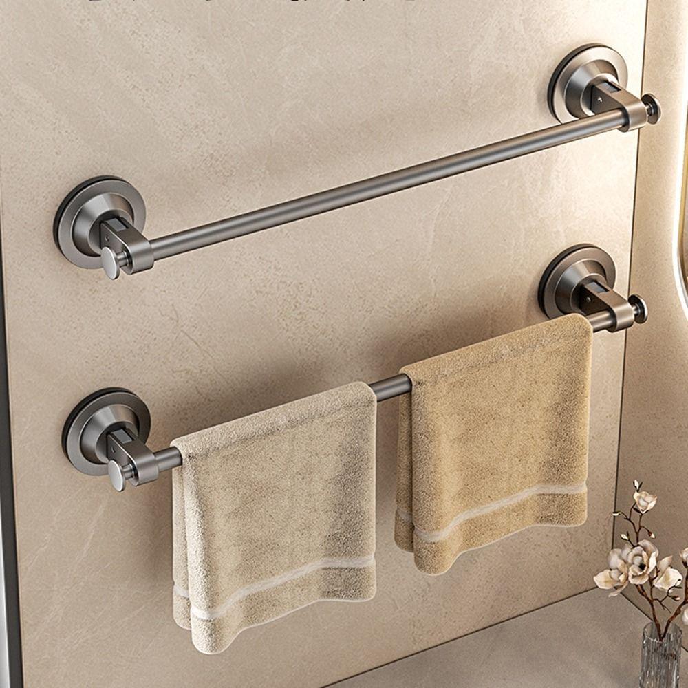 No Punching Strong Suction Cup Towel Rack Non Perforated Towel Pole Bathroom Storage Rack