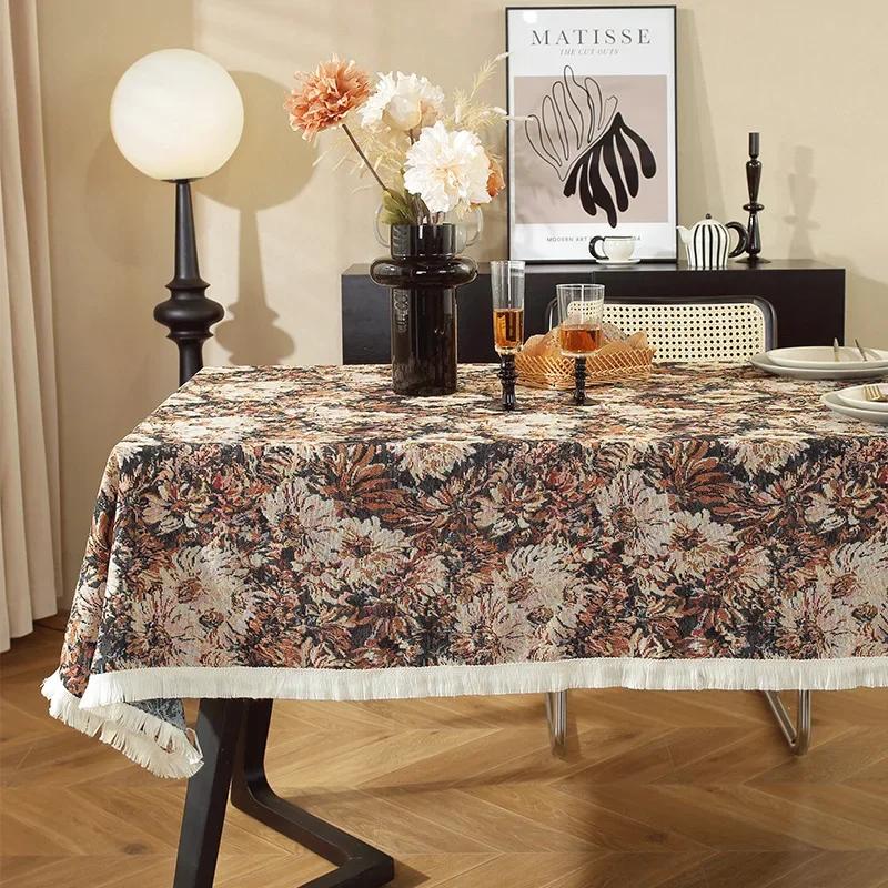 Vintage Bohemian Style Dining Table Cloth Cotton and Linen Home Decor Geometric Tablecloth Furniture Tea Table Dust Cover Towel