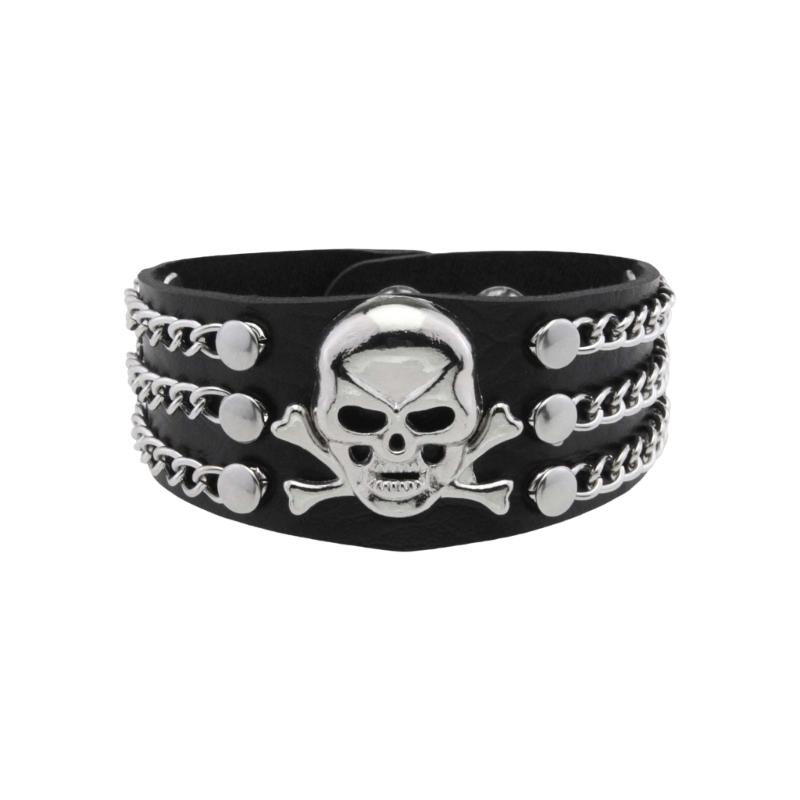 Skull Head Bracelet Sturdy Metal Materials Portable for Motorcycle Enthusiasts and Street Culture Fan Stylish Outfits