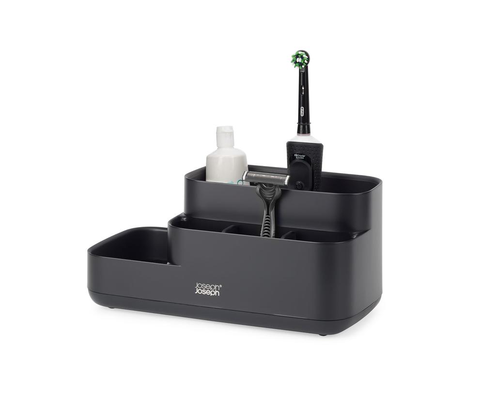 Joseph Joseph EasyStore Bathroom Storage Caddy Organizer for Bathroom Accessories, Matte Black [Authentic] 70600
