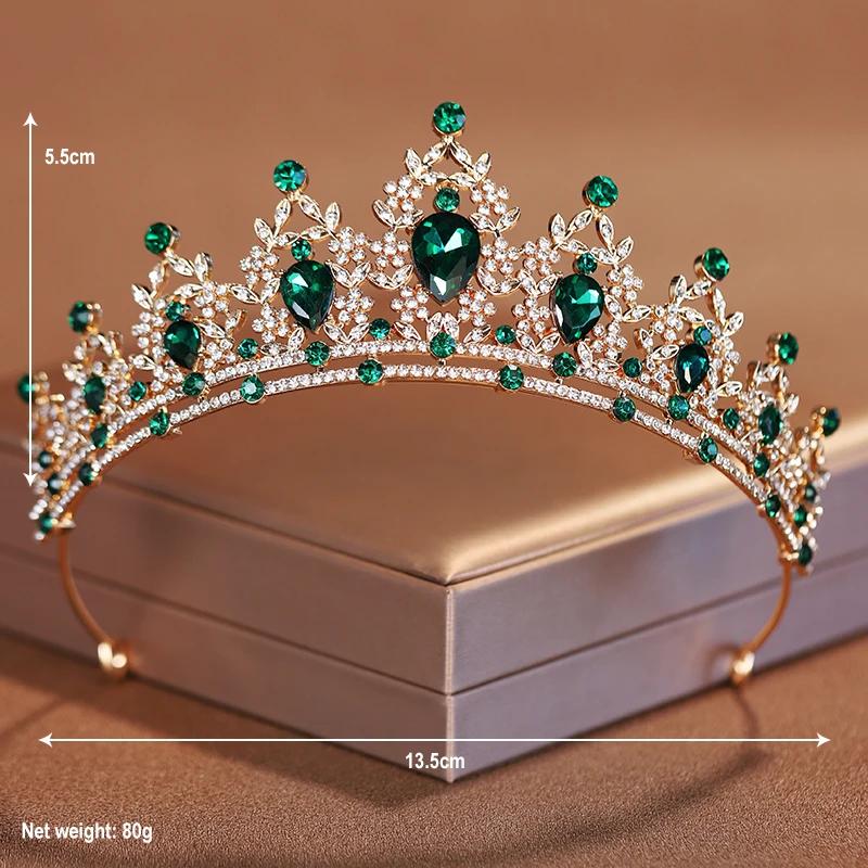 Bridal Headwear Green-Colour Women's Fashion Party Crown Girl Performance Tiaras