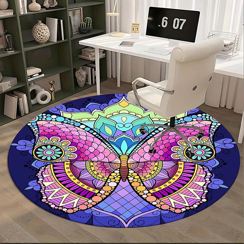 Colorful Butterfly Office Carpet Chair Mats, Vibrant Floral Design for Home Decor, Office Carpet, Living Room Gift, Bedroom Rug, Suitable for Various