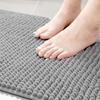 Absorbent L-shaped Chenille Bath Mat Washable Carpet Creative Floor Mat  Bathroom