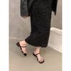 Coarse heel French small cool slippers fairy shoes outer wear 2025 new summer skirt Roman shoes rhinestone sandals