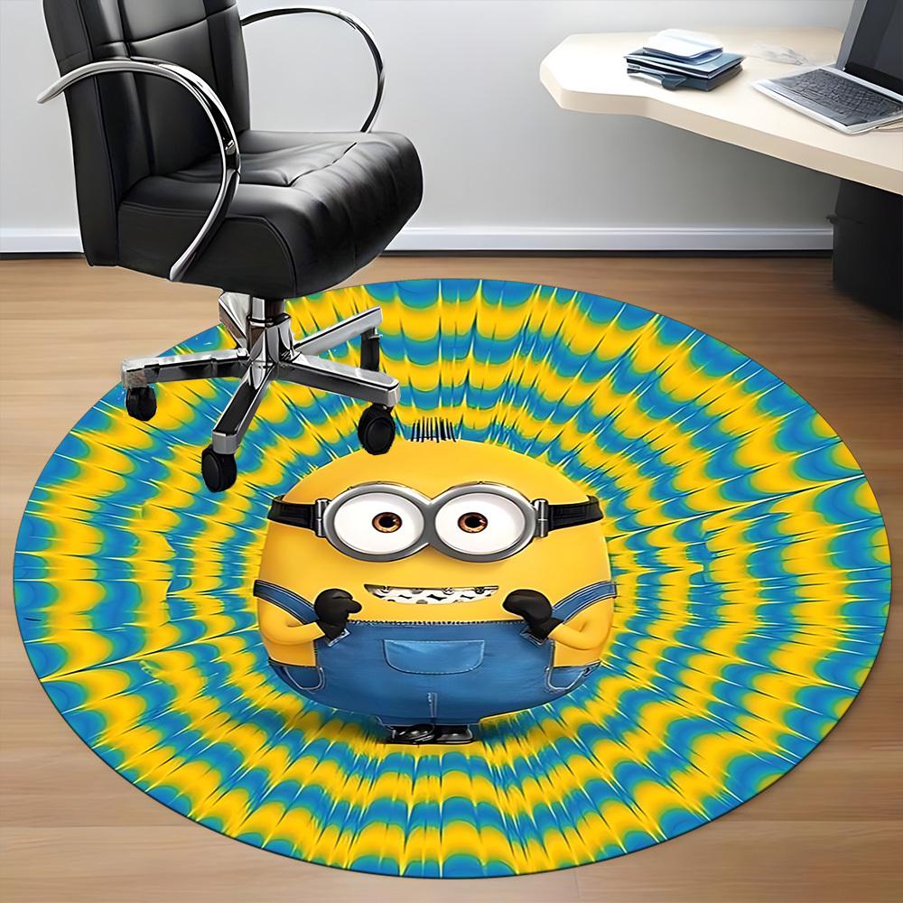 1 Pezzo Tappeto Rotondo da Ufficio Minion, Antiscivolo, Morbido e Resistente, per Decorazione d'Interni, Perfetto per Ufficio, Bella Decorazione