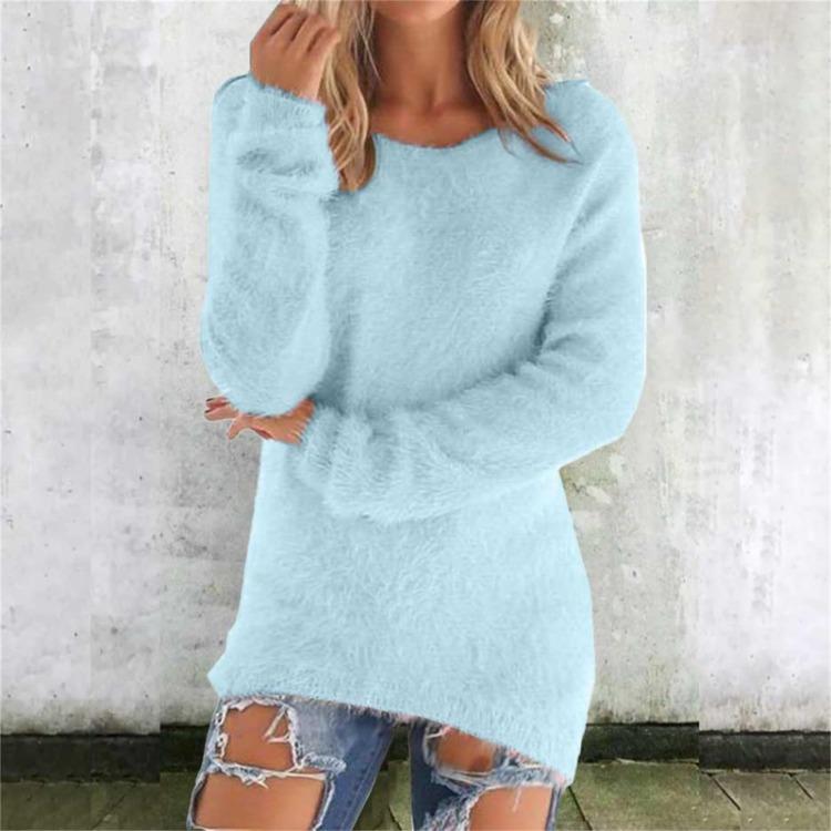 Cozy Winter Womens Fuzzy Sweater Thermal Fleece Pullover Long Sleeve Cute Casual Crewneck Soft Sweaters Clothes