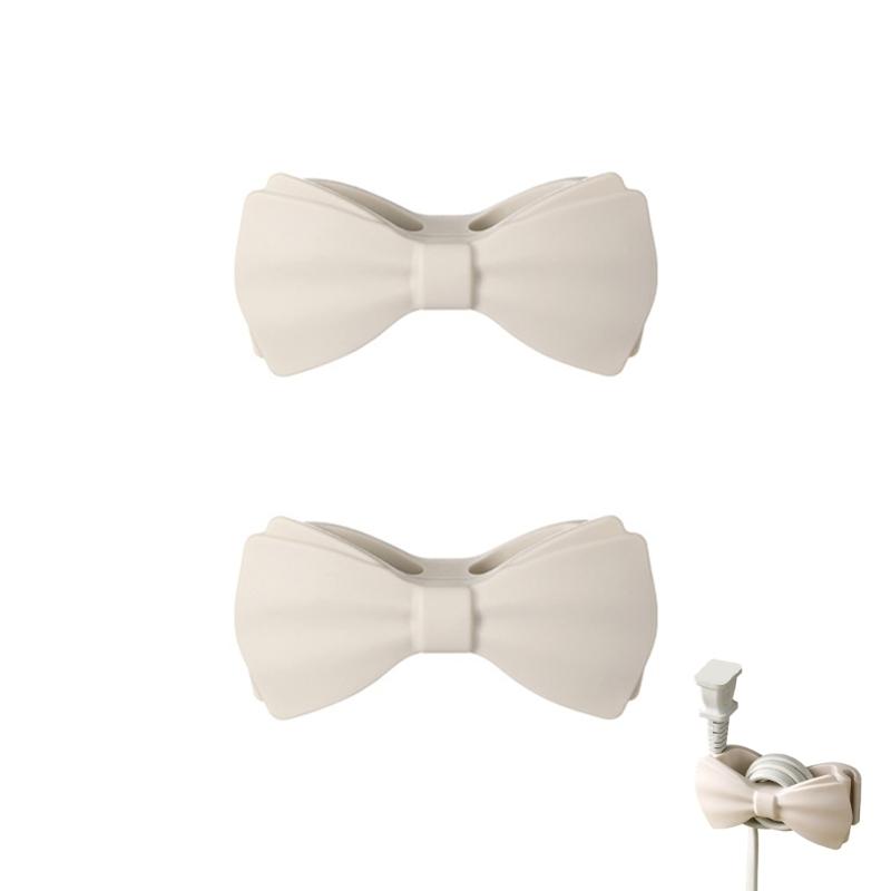 2lots Bows Shape Cord Holders Strong Sticky Backing Lovely Cable Charger Protectors For Home Appliances