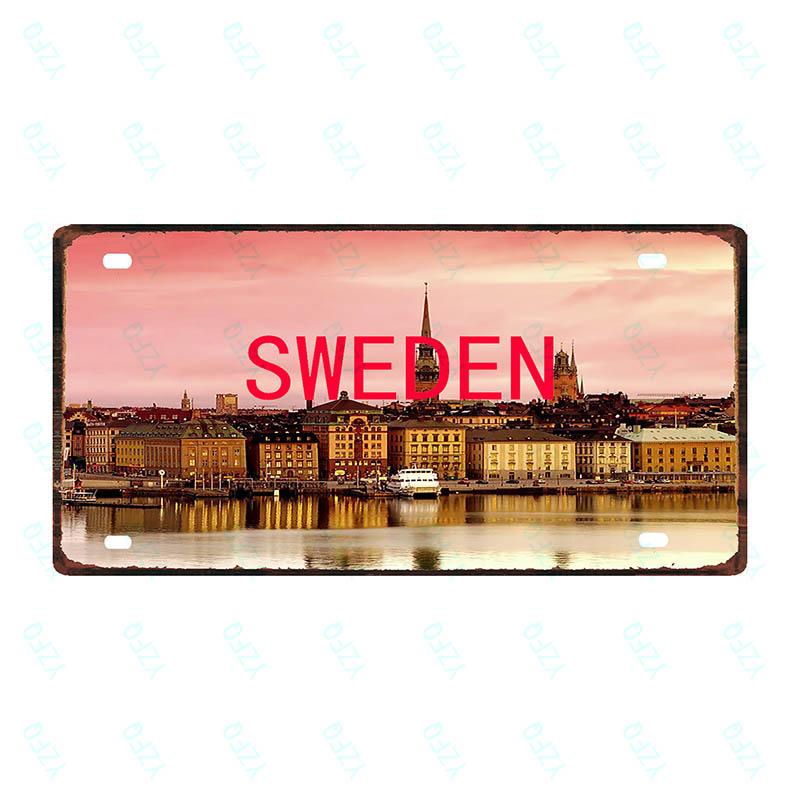 Spain Thailand France Chile City Metal Sign Tin PlateTravel Souvenir Vintage Poster Bar Wall Shop Home Decor 6x12 Inch DC-0109B