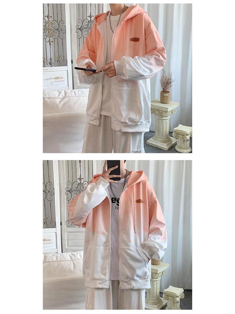 Gradient Women's Loose Hooded Korean Style Cardigan Jacket - Autumn Streetwear Fashion