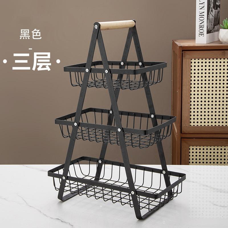 New Handheld Storage Basket, Multifunctional Iron Fruit Basket, Multi-Layer Kitchen Snack Storage Rack