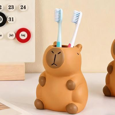 Creative & Quirky Capibala Cute Storage Tube Office Desktop Fun Ornament Toothbrush Makeup Brushes Forks Holder