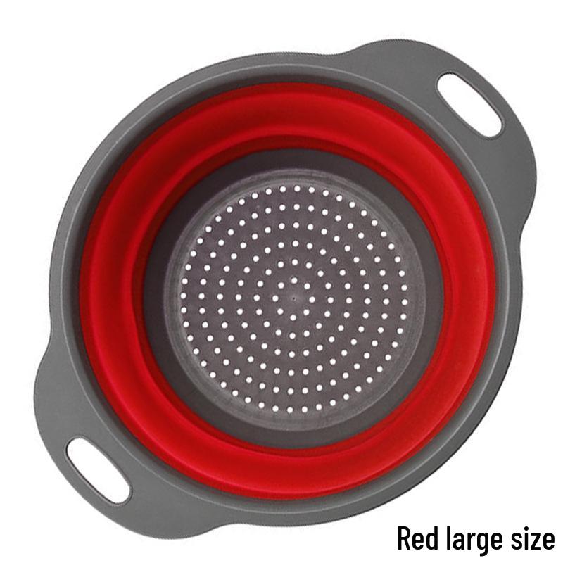 Folding Telescopic Colander: Round Vegetable & Fruit Washing Basket with Drying Rack