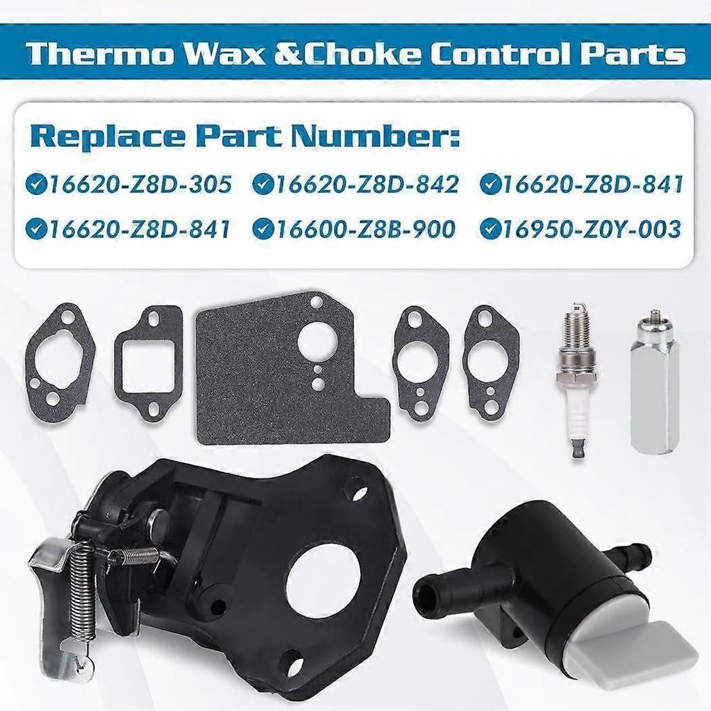16620-Z8D-305 Thermo Wax Assembly & Choke Control for Honda GCV160 GCV190 GCV160LA0 GCV190LA HRX217 HRR216 Lawn Mower with Spark Plug Gaskets 16620-Z8