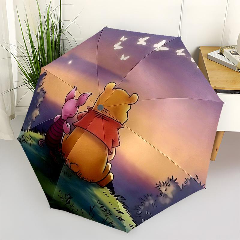 

Winnie and friends Themed Travel Umbrella-8 Ribs Automatic Opening and Closing, Portable Folding Design, Compact and Stylish Umbrella Suitab