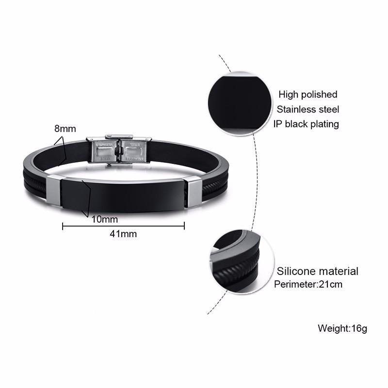 Vnox Cross Bible Verse Quotes Bracelets for Men Soft Silicone Bangle Comfort Wear Male Jesus Christ Faith Prayer Pulseira