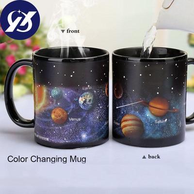 Keramiktassen mit wechselnder Farbe, Milchkaffeetassen, Geschenke für Studenten, Frühstückstasse, Stern-Sonnensystem-Tassen