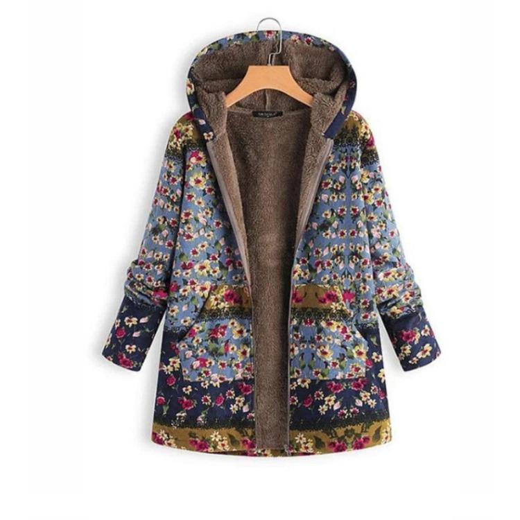 New Women Warm Fleece Lined Hoodie Sweatshirt Cotton Positioning Print Outerwear In Stock S синий