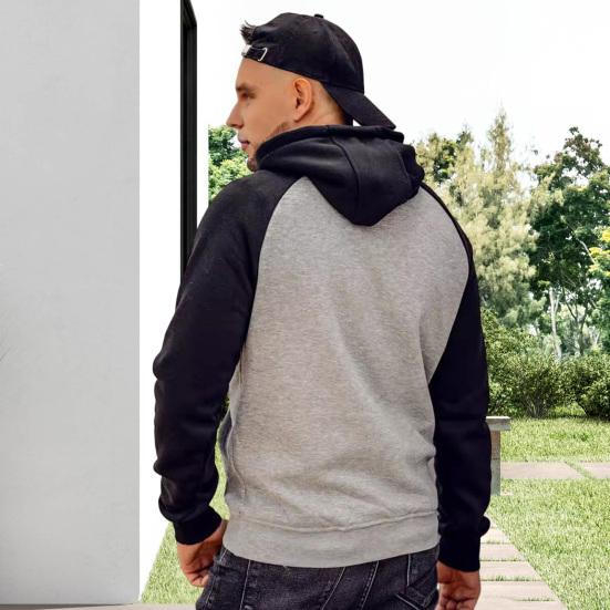 Herre Raglanermet Hettegenser Casual Pullover Hettegenser Atletisk Hettegenser med Kengurulomme Snøring for Gym Streetwear