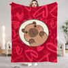 1Pc Red Digital Printed Capybara Style Flannel Blanket Mattress Cover Blanket for Family BedsSofasOfficesOutdoor Camping