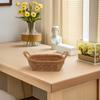 Small Oval Imitation Rattan Storage Basket with Handles Classic Farmhouse Bread Serving Tray Kitchen Counter Display Fruit Nuts