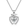 Korean Style Sterling Silver Apple Pendant with Diamonds - Fresh Fruit Christmas Jewelry