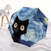 1pc Black Cat Automatic Open/close Folding Umbrella, Compact Portable Travel Umbrella,Durable Construction Yy250814189