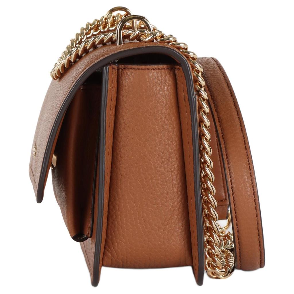 Michael Kors Claire Gold Logo Magnetic Closure Pebbled Leather Crossbody Shoulder Bag Women Bags Brown 32T4GC7C1T-230