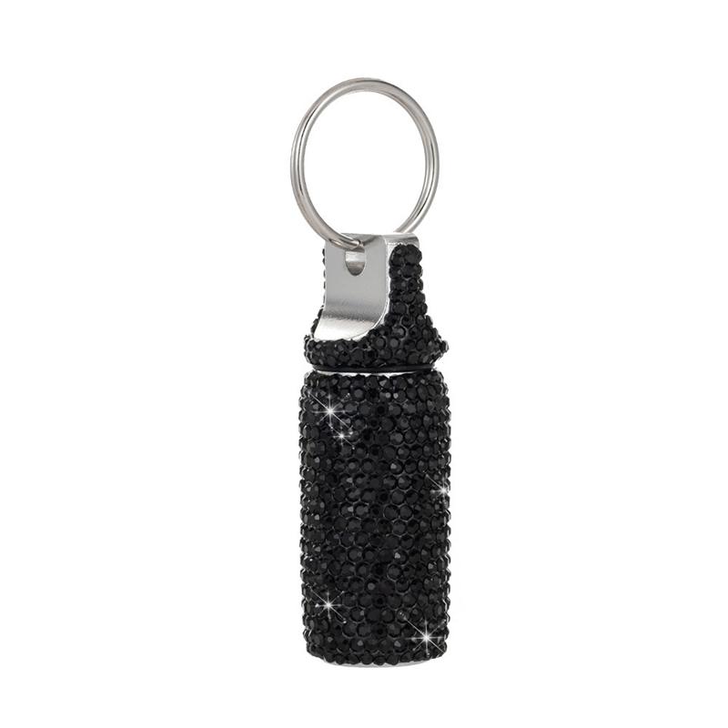 Keychain Pill Box Small Travel Pill Case Organizer Crystal Diamond Medicine Bottle Pill Bottle Keychain