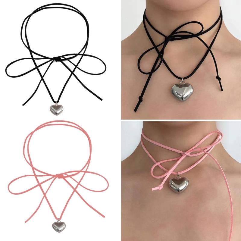 Herzanhänger Halsketten Y2K Stil Herz Halsketten Liebesanhänger Choker Liebeshalsketten Partyschmuck Geschenk für Frauen Mädchen