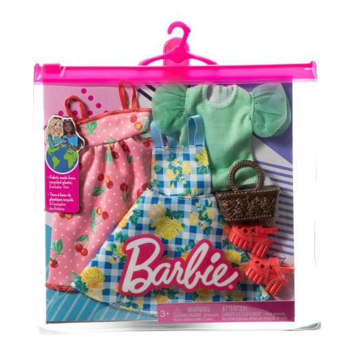 Mattel Barbie Fashion 2 Pack Flower Dress Set/Appeared In the Movie "Barbie"! ? [Dress-up Doll Clothes] [Reusable Vinyl Bag] [3 Years Old and Up] HJT3