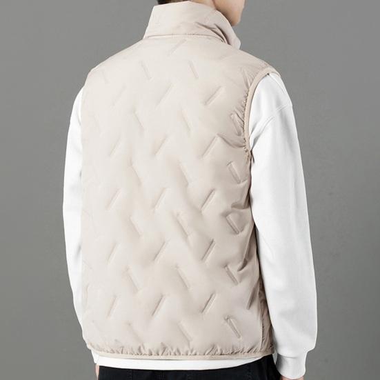 Muži Zimní Jednobarevná Teplá vesta Stojánek Límec Bez rukávů Obdélníkové embosované kapsy Zapínání na zip Jednobarevné Neformální kabát Vesta