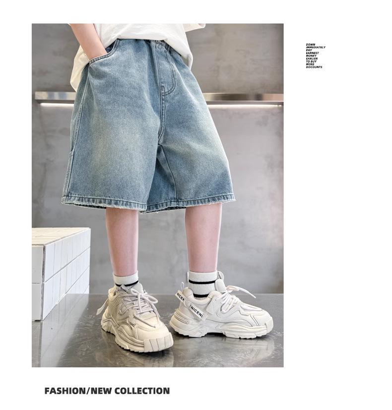 Boys' Summer Denim Shorts 2026 - Trendy Mid-Length Capris for Kids