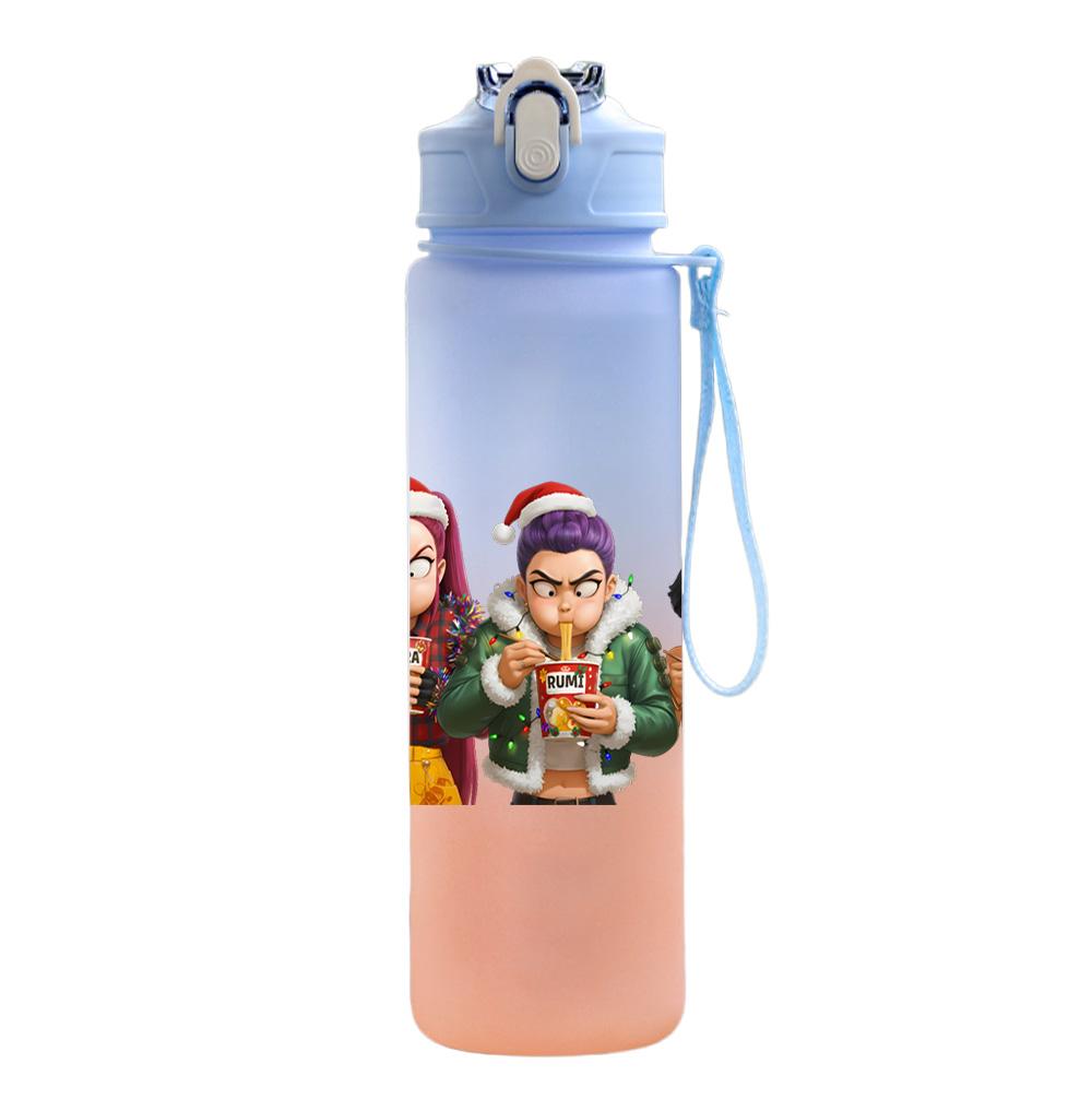 750Ml Water Bottle Anime Christmas K-Pop Demon Hunters Printed Large Capacity Drinking Cup Portable Outdoor Sports Water Cup Children Kid Gift