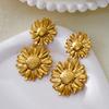 Vintage Stainless Steel Metal Flower Sunflower Stud Earrings for Women Gold Color Delicate Garland Earrings Y2K Jewelry Gifts