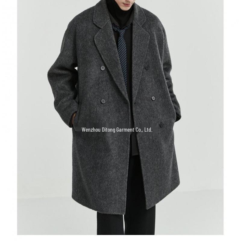 Men's Mid-Length Double-Sided Wool Coat: New Stylish Thickened Korean Winter Design