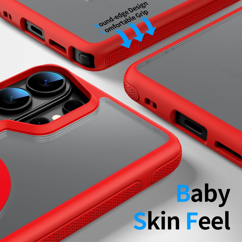 case for Samsung S26 plus ultra Matte skin texture semi transparent Magnetic protective cover Wireless Charging Anti-Fingerprint