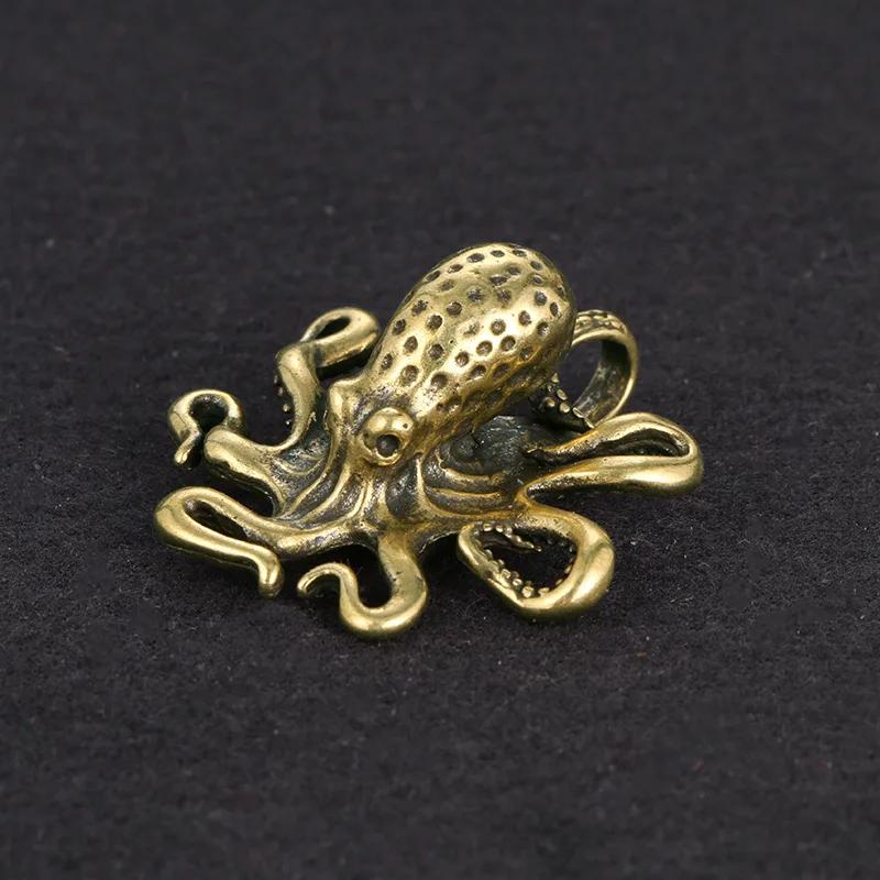 Brass Retro Octopus Cuttlefish Creative Marine Organism Office Desktop Ornament Accessories Small Tea Pet Souvenir Gifts