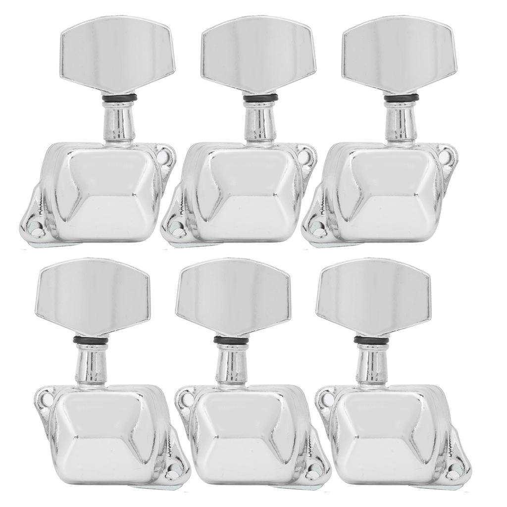 Stimmmechanik für halboffene Gitarre 3 links 3 rechts Musikinstrumententeile(Silber )