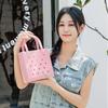 Waterproof Summer Beach Bag Solid Color Jelly Tote Bag Portable Rubber Hole Handbags  Baskets
